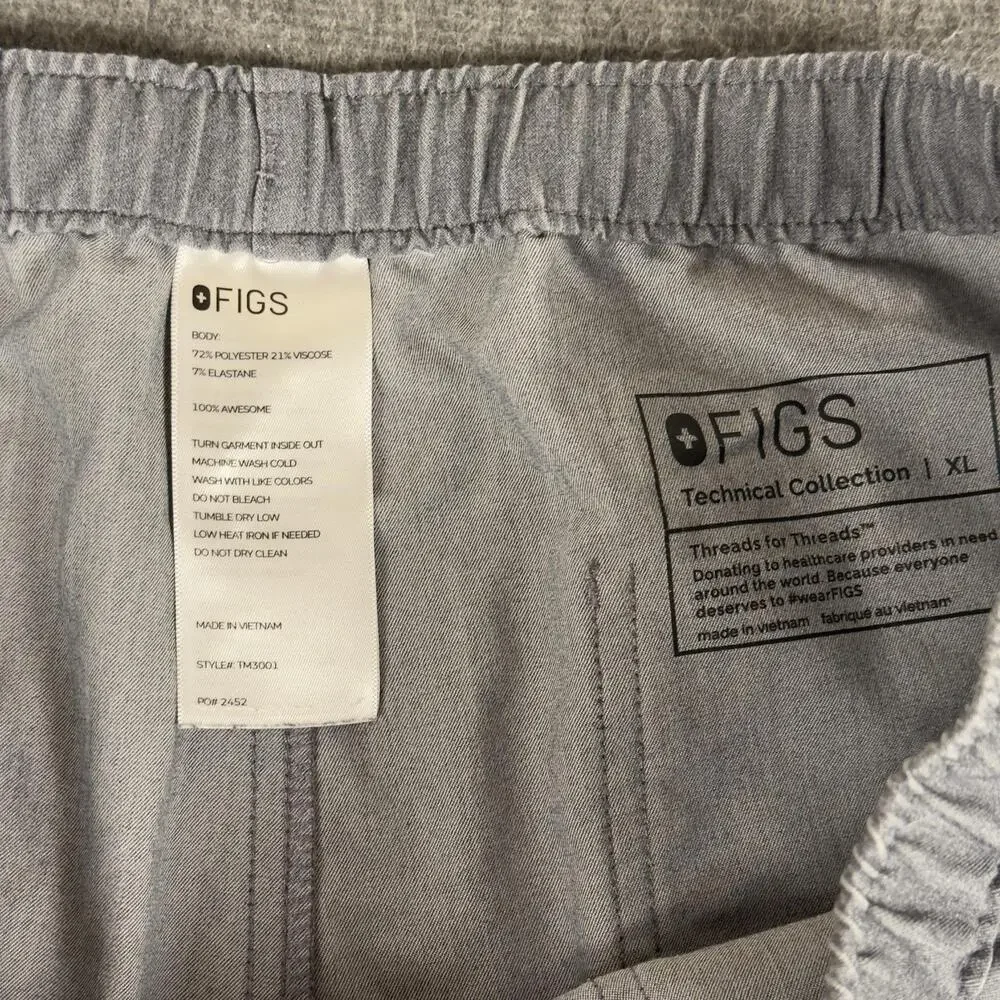 FIGS Cargo Pants Mens 37x29 Gray Technical Collection Scrub Workwear Stretch